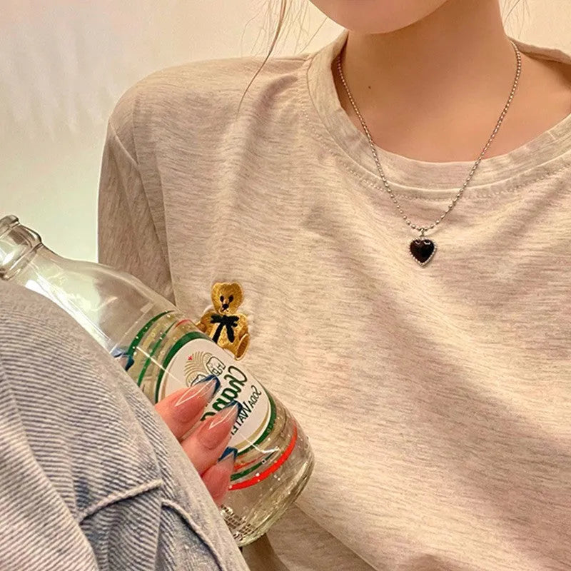 Alloy heart shape clavicle chain necklace for women white K electroplated finish adjustable 41cm to 50cm