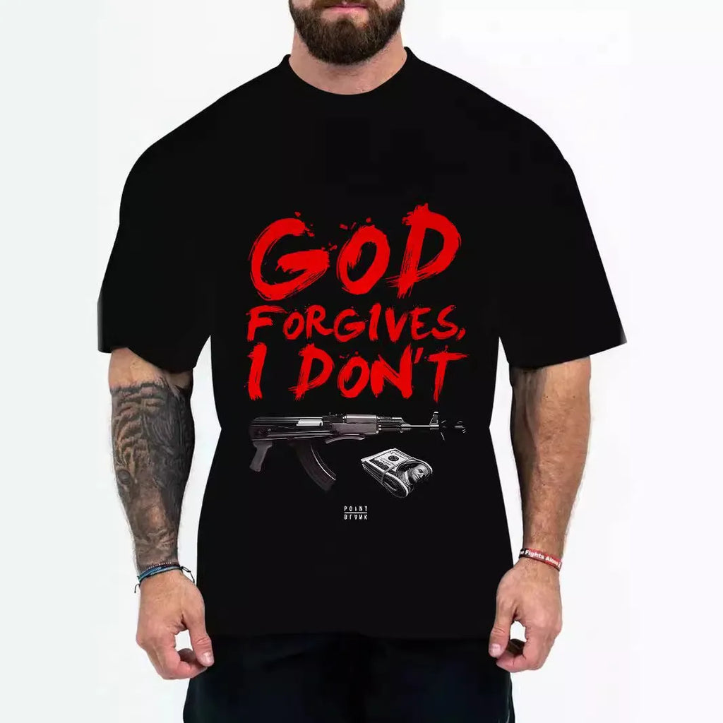 Men's loose fit t-shirt with coloured letters or eagle head design on chest