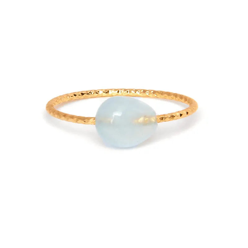 Geometric-shaped agate ring for women in an original design, shown in one of eight colour options.