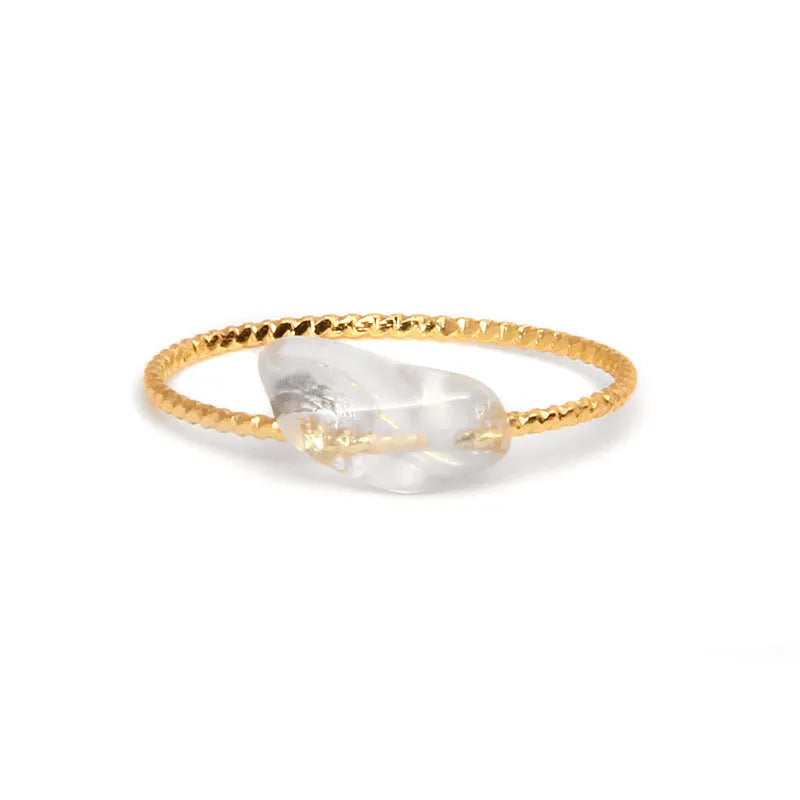 Geometric-shaped agate ring for women in an original design, shown in one of eight colour options.