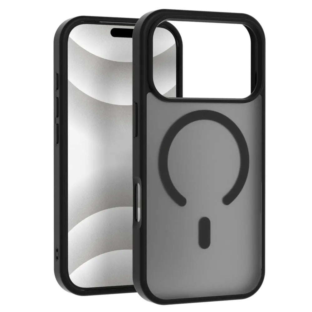 Skin-feel magnetic phone case in antique white, frosted translucent back with built-in magnet for iPhone 13-17