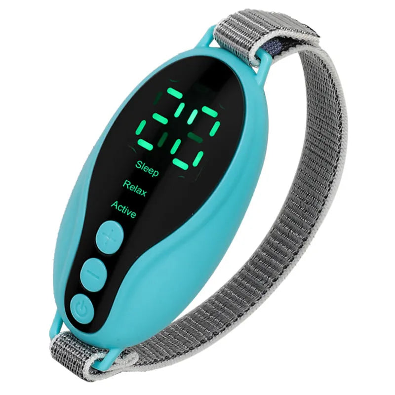 White and blue USB-powered sleep monitor with adjustable wind speed settings