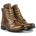 Men's black leather ankle boots with side zipper and low heel