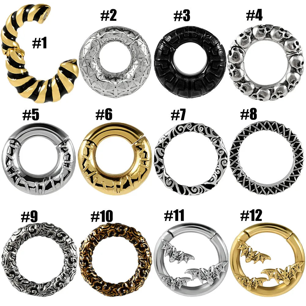 Stainless steel totem patterned fashion earrings with electroplated finish