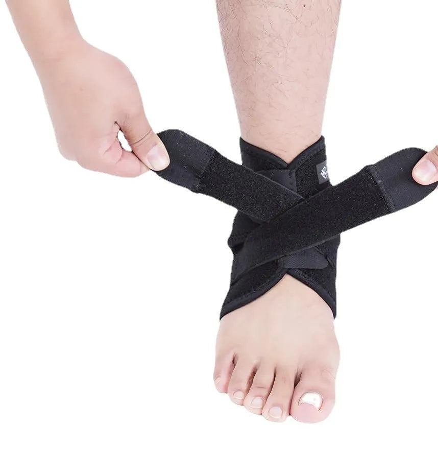 Black sports ankle support guard for injury prevention during athletic activities