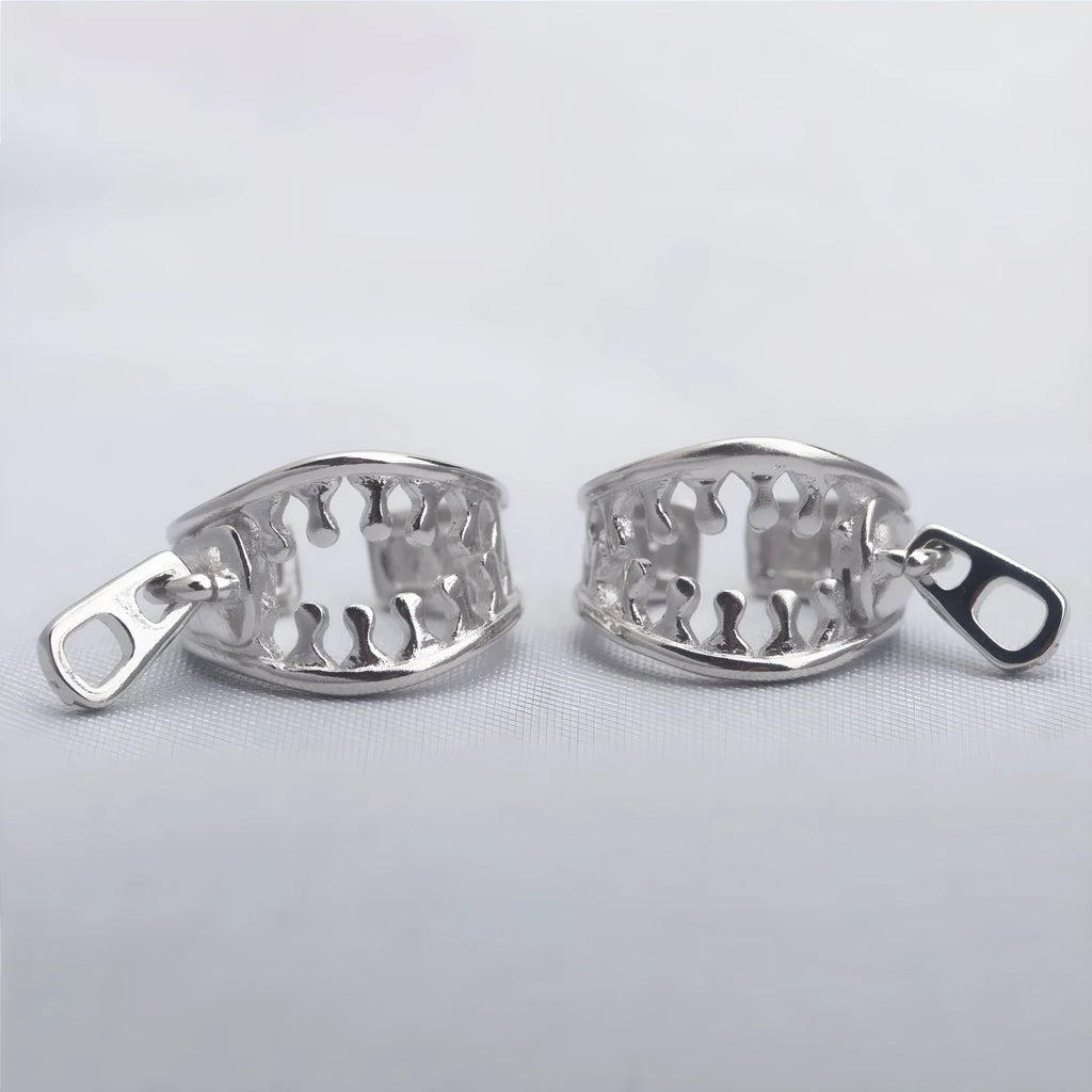 Pair of copper geometric clip-on earrings with minimalist line design in colour ES862.