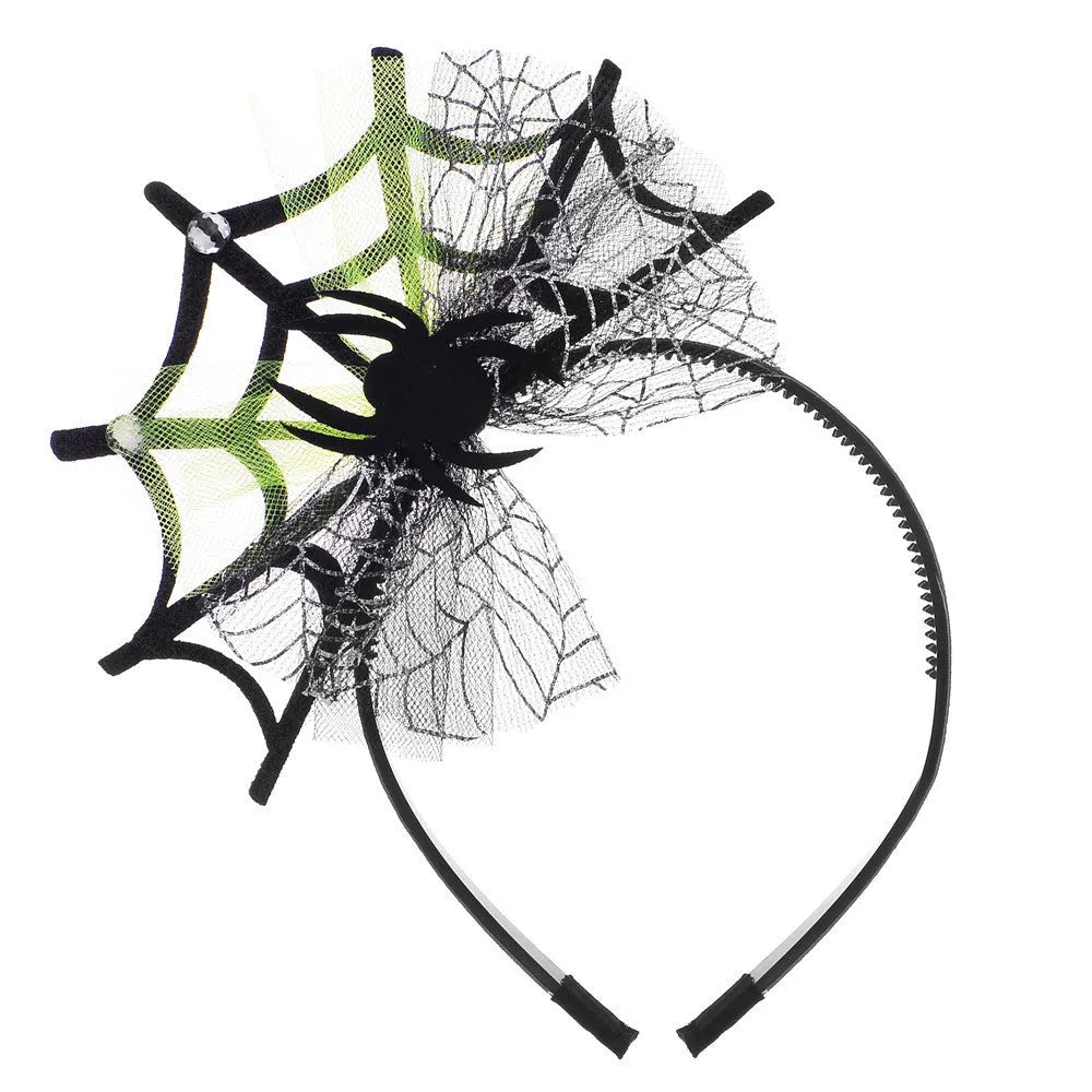 Lace spider web hair-hoop headband in dark style with pumpkin skull design for Halloween ghost festival