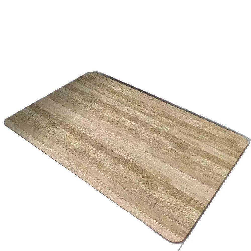 Square American wood grain geometric pattern diatom ooze bathroom floor mat on tiles.