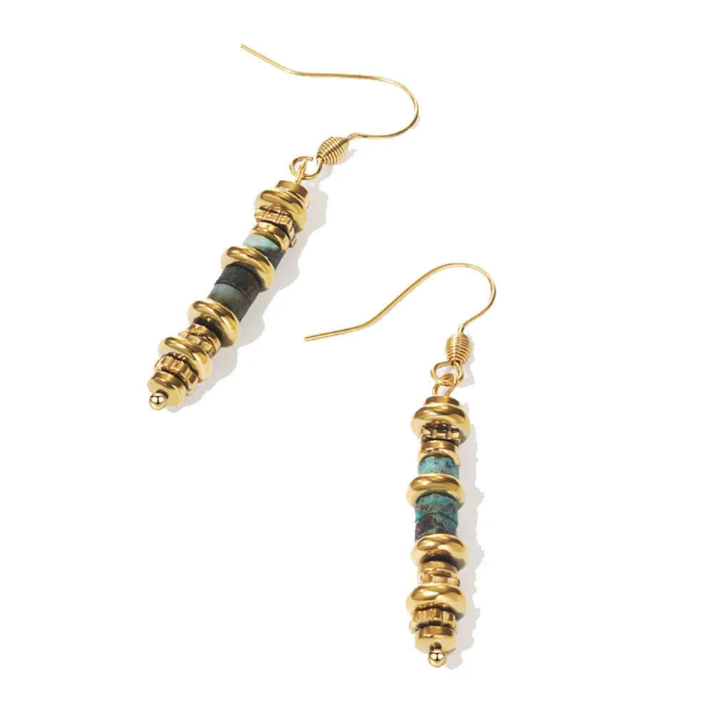 Geometric retro titanium steel earrings with 18K gold plating