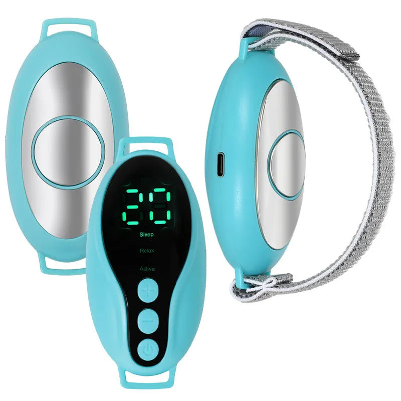 White and blue USB-powered sleep monitor with adjustable wind speed settings