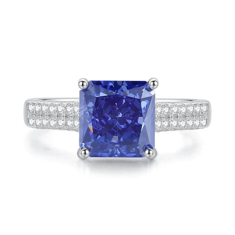 Heart-shaped high carbon zircon stone set in a sterling silver women's ring, shown in a Tan Sang colour.