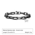 Men's square chain titanium stainless steel bracelet in black, gold, steel, and retro colours.