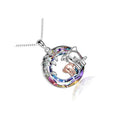 Women's animal-shaped necklace with diamond and Saturn charm on adjustable chain in platinum colour