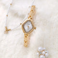 Women's gold or silver waterproof fashion bracelet watch with 18mm dial and mineral glass mirror