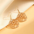 Spiral donut design women's jewellery set showing necklace, bracelet and ear hooks in gold or silver finish