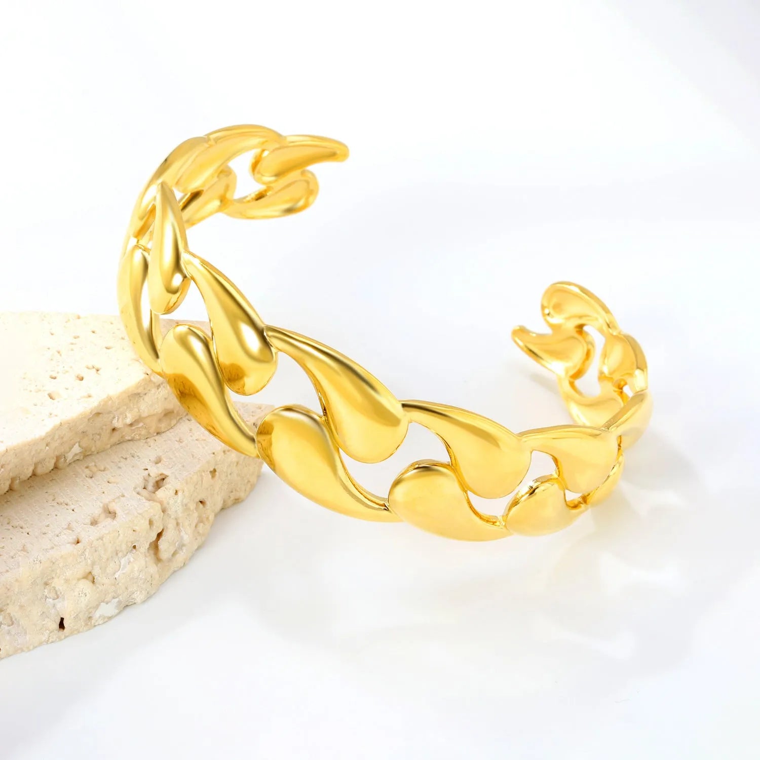 Adjustable stainless steel alloy bracelet shown in an advanced style for men and women.