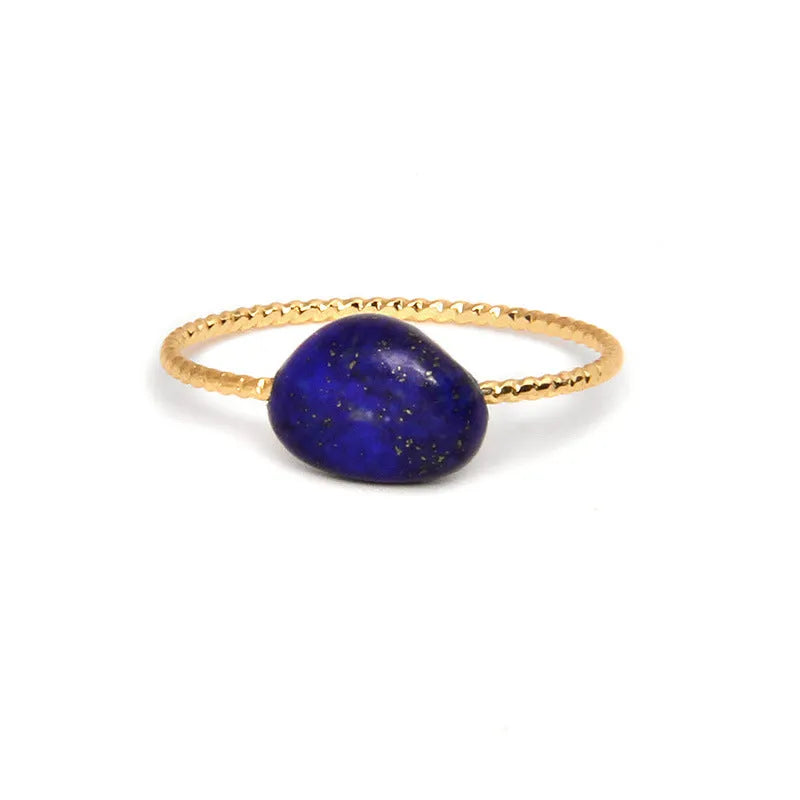 Geometric-shaped agate ring for women in an original design, shown in one of eight colour options.