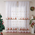 American Christmas curtain with white snowflake embroidery on red fabric