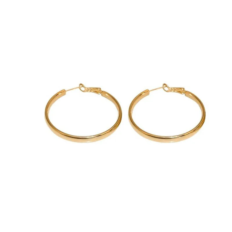 40mm metal circle earrings in gold and silver electroplated finish