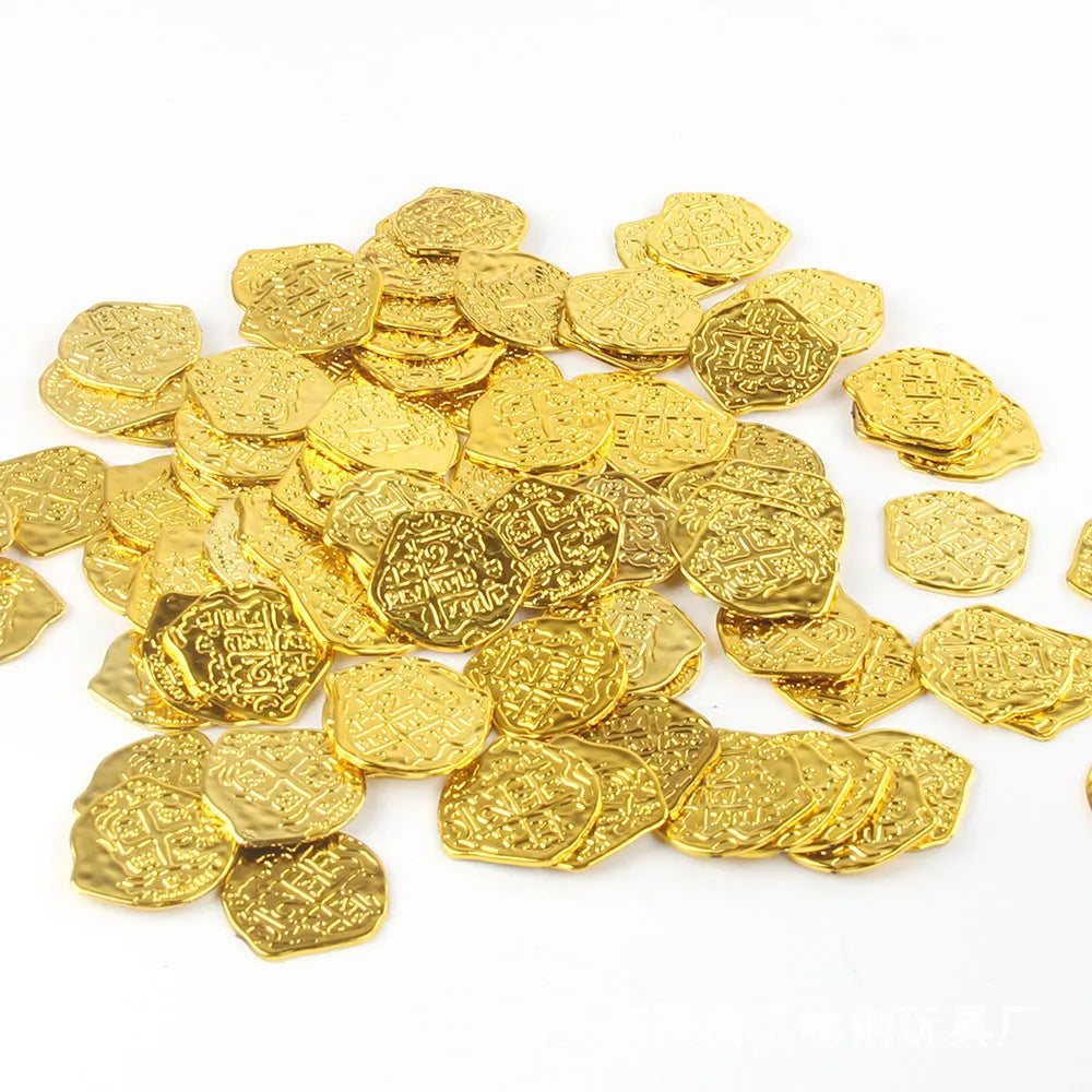 100 plastic replica Roman coins with electroplated gold, silver, or bronze metallic finish