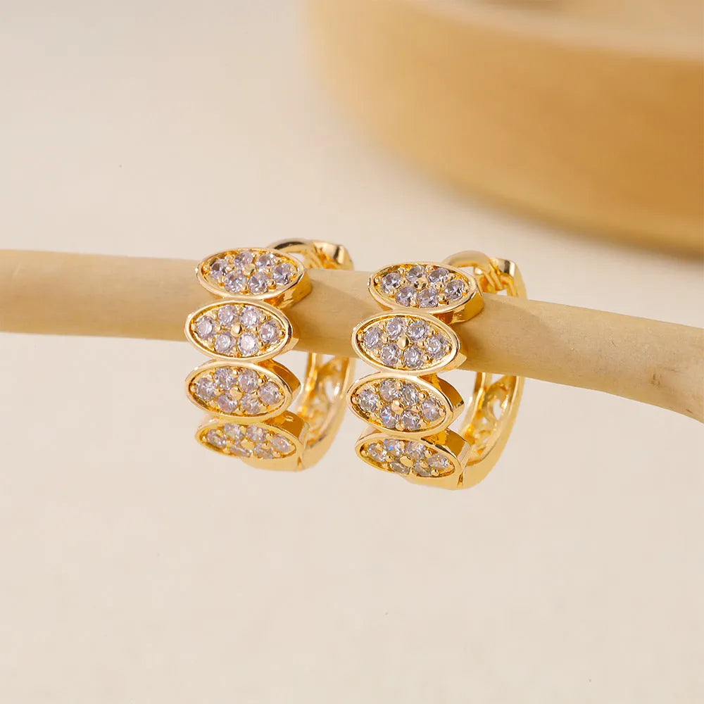 Women's copper earrings with zircon inlay detailing in EH412018 colour