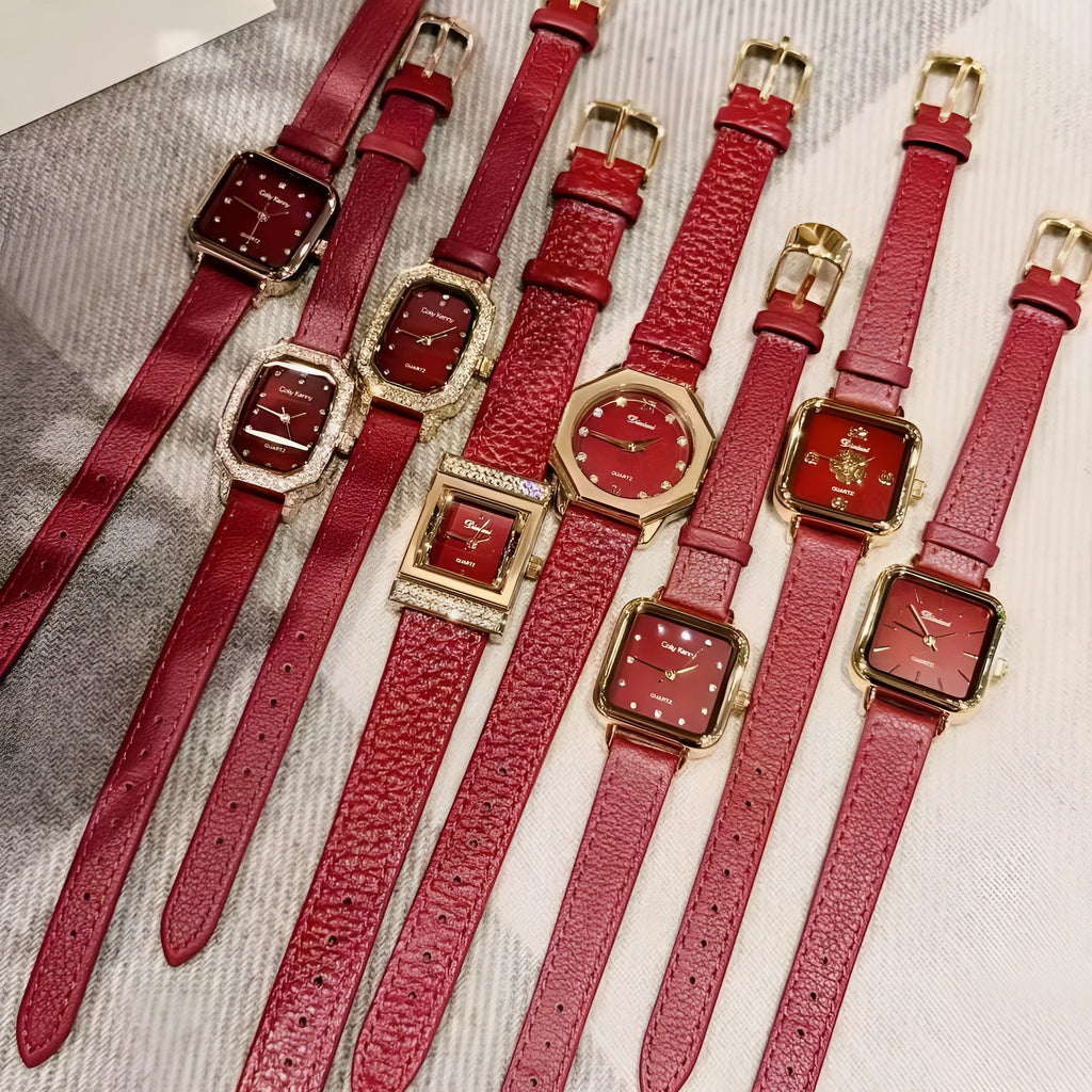 Chinese style alloy women's watch showing decorative patterns like camellia or octagonal diamond on a 8mm thick case.