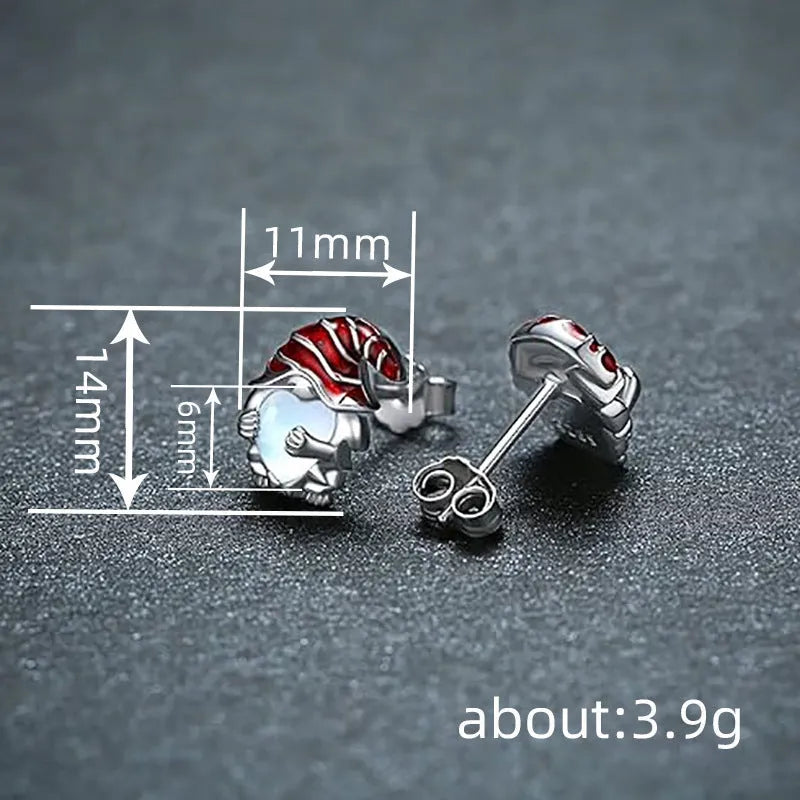 Women's Santa Claus heart earrings in white gold colour with copper electroplated construction