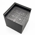 Four black plastic furniture riser mats for bed and sofa feet height adjustment
