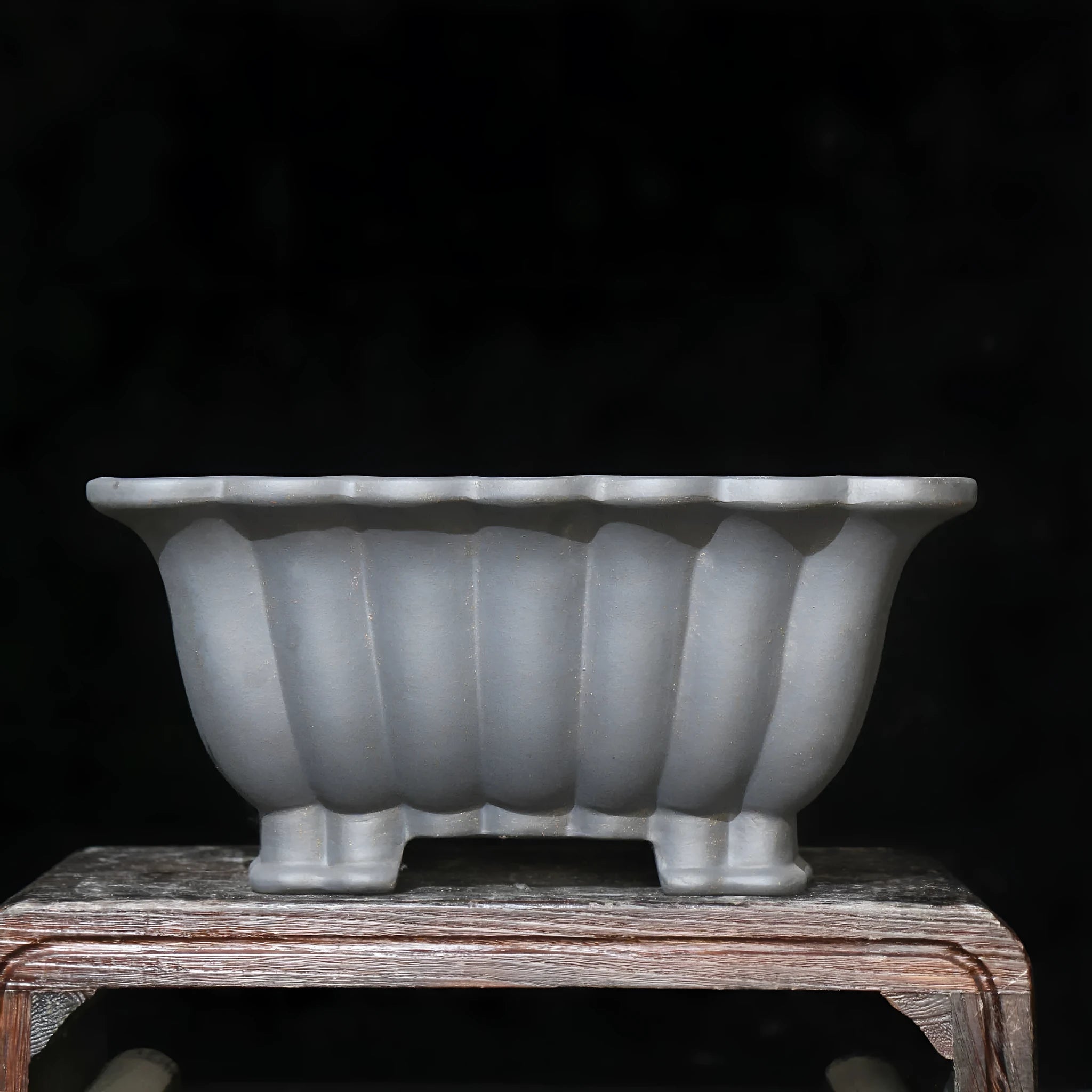 Purple sand ceramic square bonsai pot with breathable design and classical warp device styling