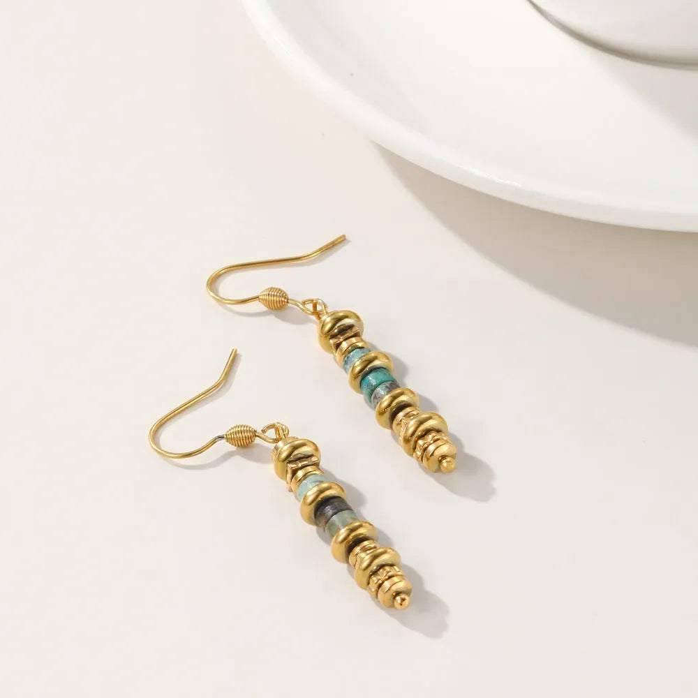 Geometric retro titanium steel earrings with 18K gold plating