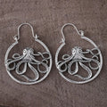 Vintage octopus earrings in antique silver zinc alloy with animal zodiac design