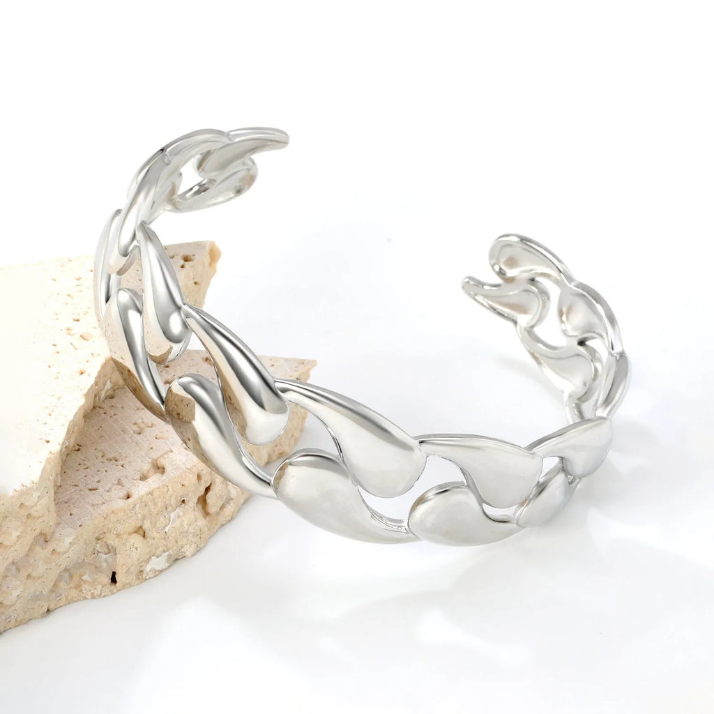 Adjustable stainless steel alloy bracelet shown in an advanced style for men and women.