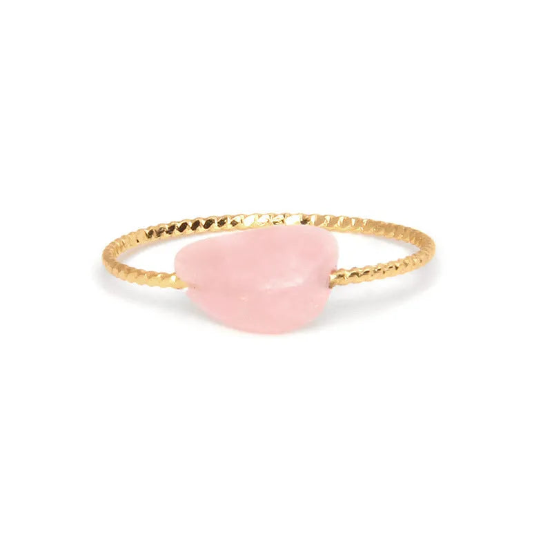 Geometric-shaped agate ring for women in an original design, shown in one of eight colour options.
