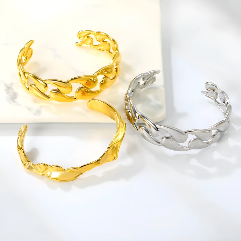 Adjustable stainless steel alloy bracelet shown in an advanced style for men and women.