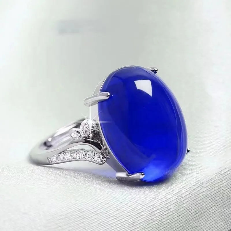 Adjustable alloy natural sapphire ring with geometric ethnic design in five colour options