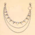 Silver metal punk pants chain with double layer rivet design measuring 115 cm