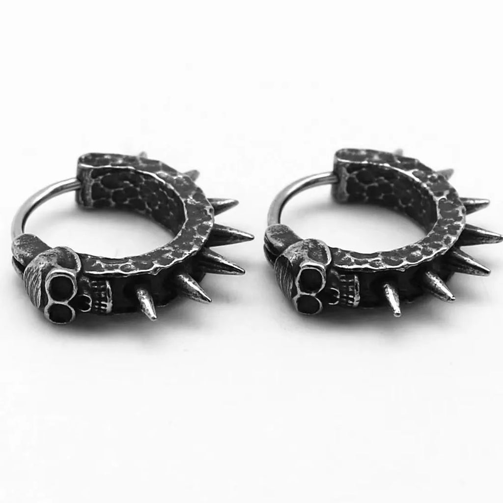 Copper-coloured geometric punk motorcycle earrings in alloy for men and women