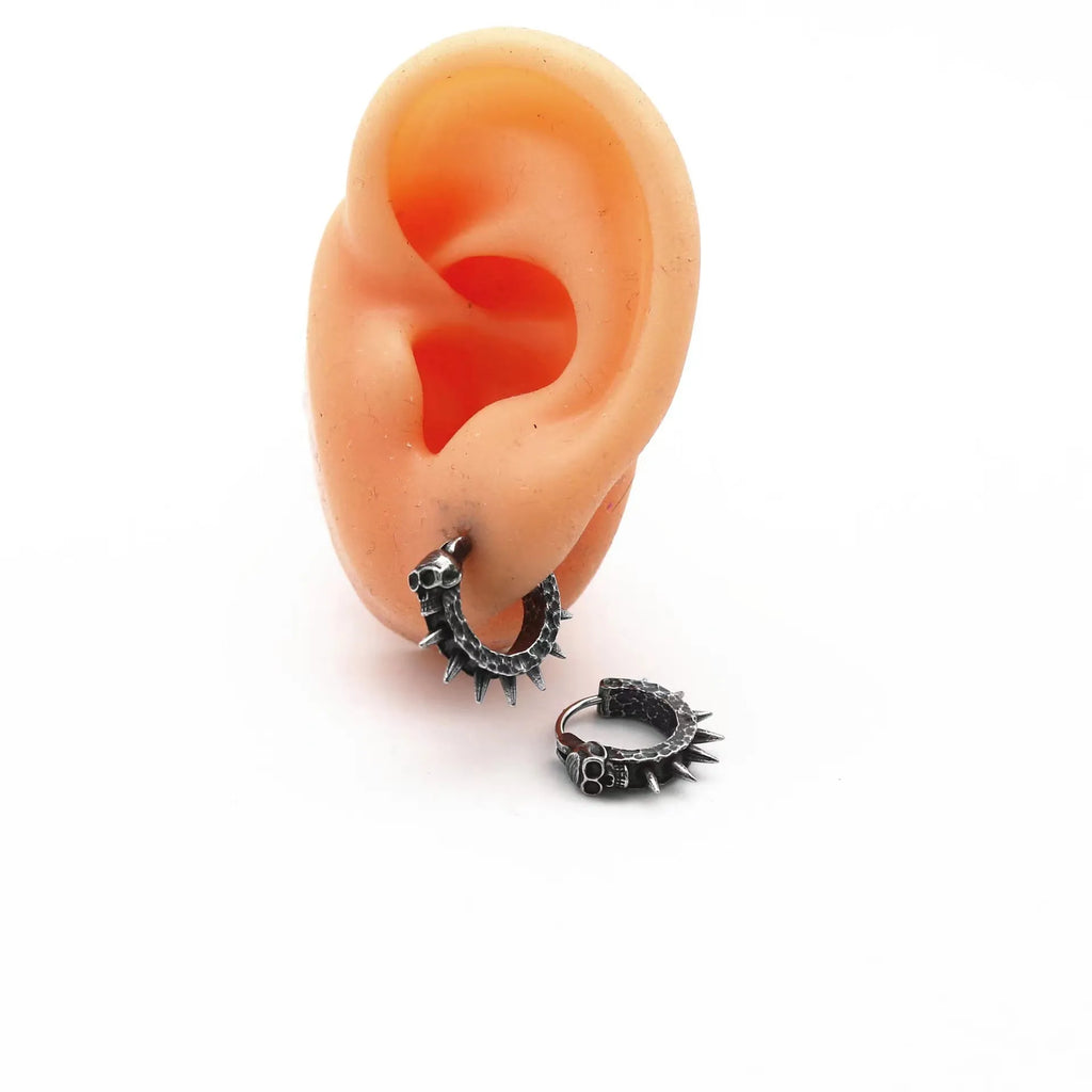 Copper-coloured geometric punk motorcycle earrings in alloy for men and women