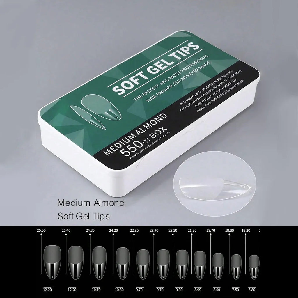 Porcelain white box of 550 ultra-thin seamless frosted nail tips for ladies manicure