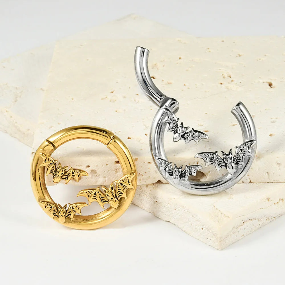 Stainless steel totem patterned fashion earrings with electroplated finish