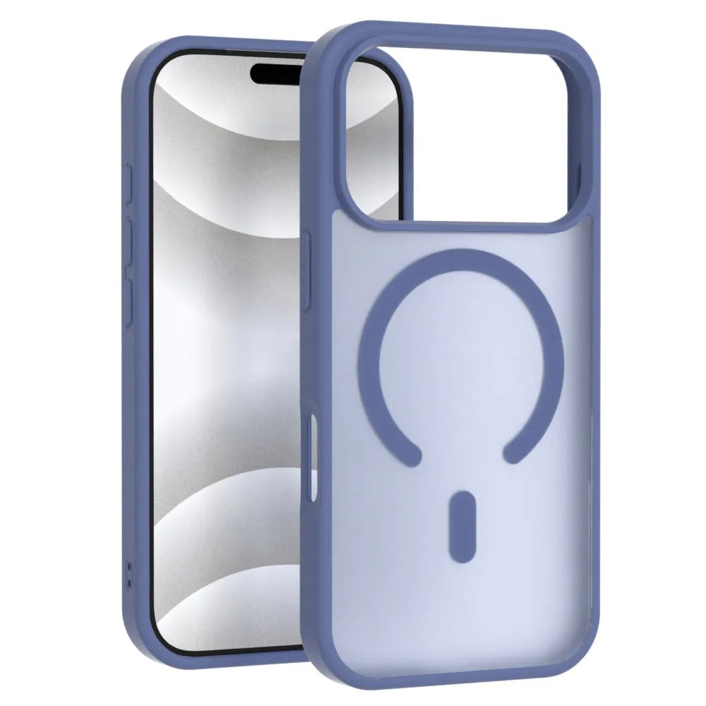 Skin-feel magnetic phone case in antique white, frosted translucent back with built-in magnet for iPhone 13-17