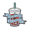 Creative Drinks Series cartoon coffee shape alloy brooch with geometric design, two colour options