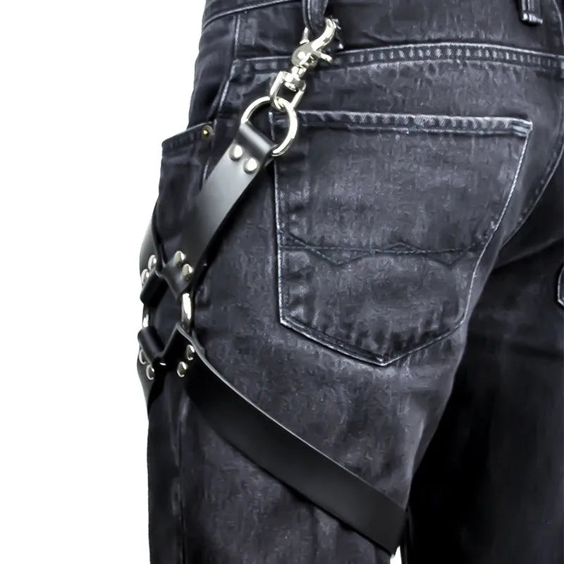 Women's black PU leather leggings showing full-length design and leather-like texture