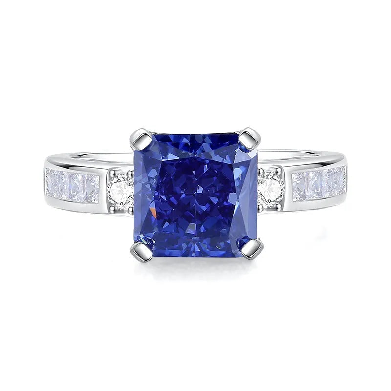 Heart-shaped high carbon zircon stone set in a sterling silver women's ring, shown in a Tan Sang colour.