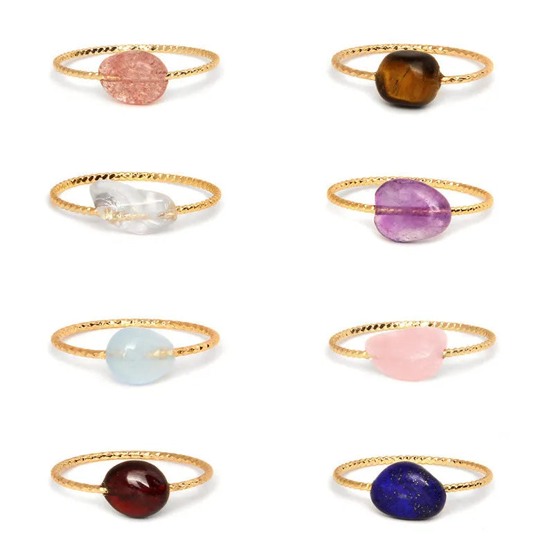 Geometric-shaped agate ring for women in an original design, shown in one of eight colour options.