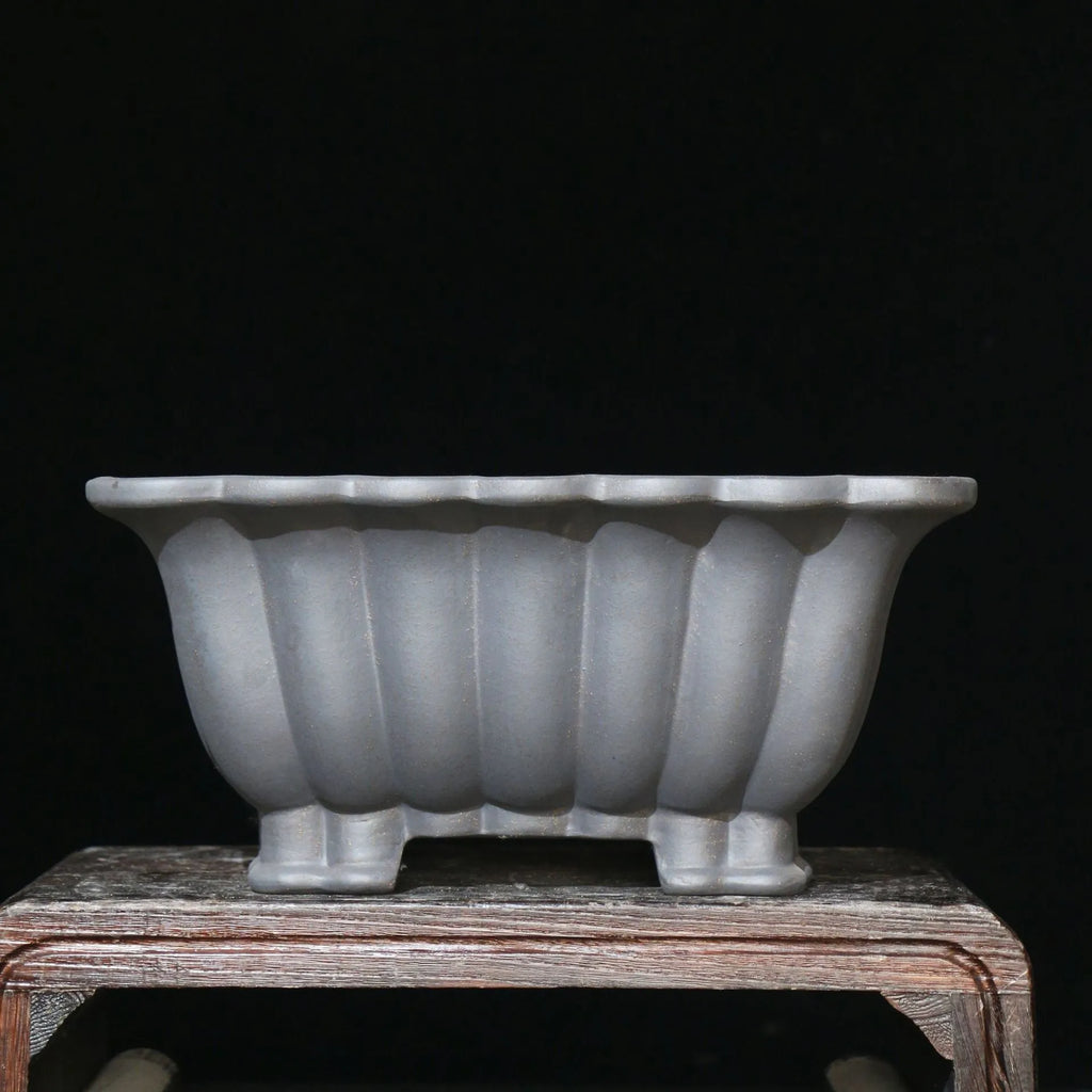 Purple sand ceramic square bonsai pot with breathable design and classical warp device styling