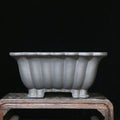 Purple sand ceramic square bonsai pot with breathable design and classical warp device styling