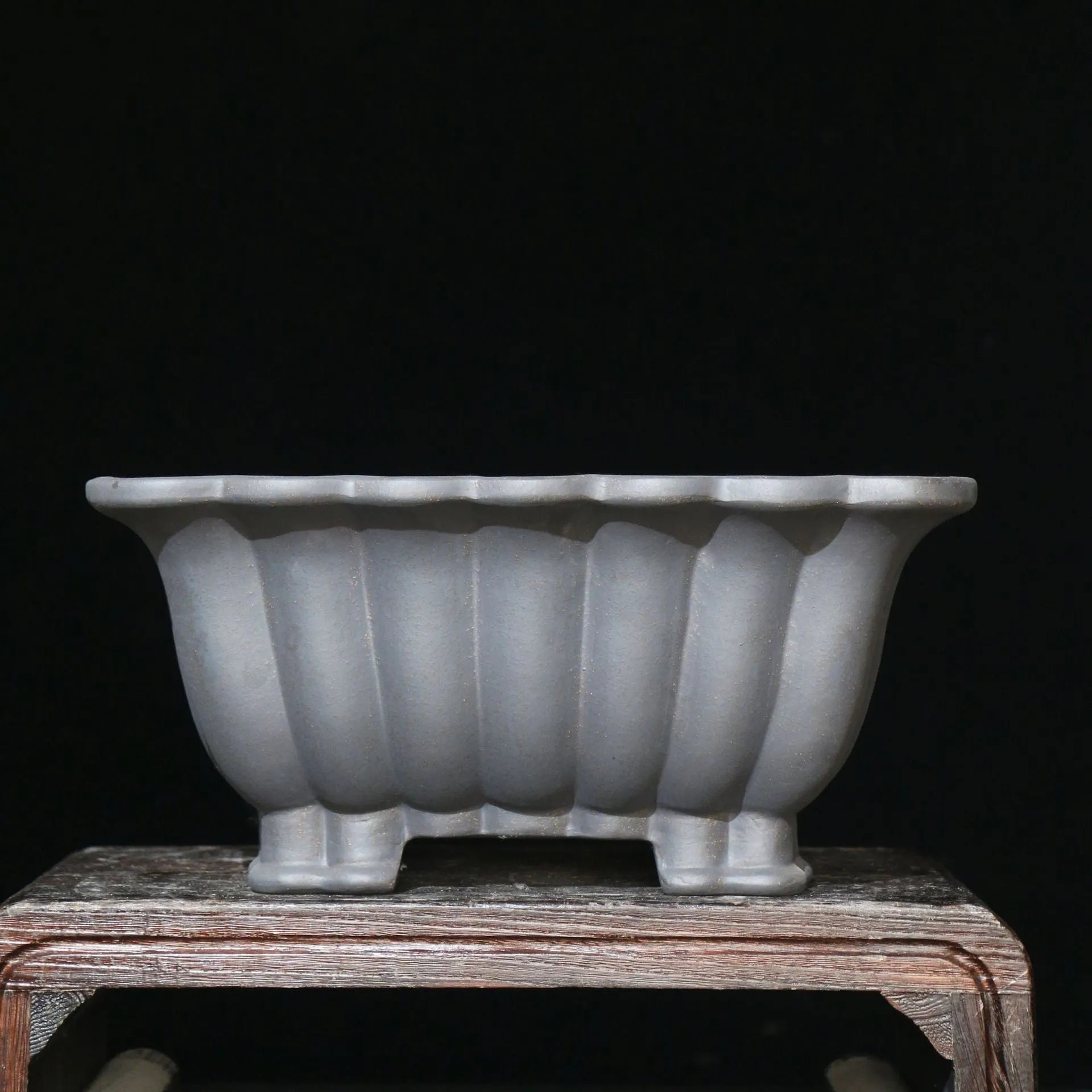 Purple sand ceramic square bonsai pot with breathable design and classical warp device styling
