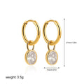 A pair of women's retro-style oval zircon stud earrings in copper, showing one of the six available stone colour options.