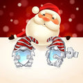 Women's Santa Claus heart earrings in white gold colour with copper electroplated construction